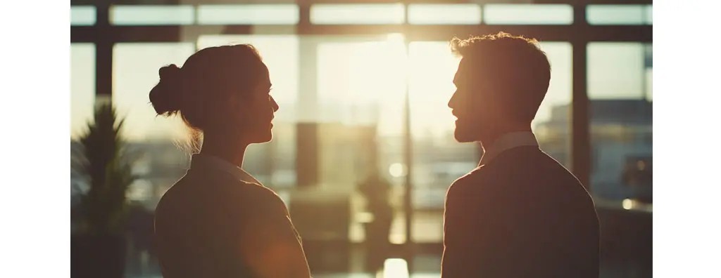 Two business people having a conversation